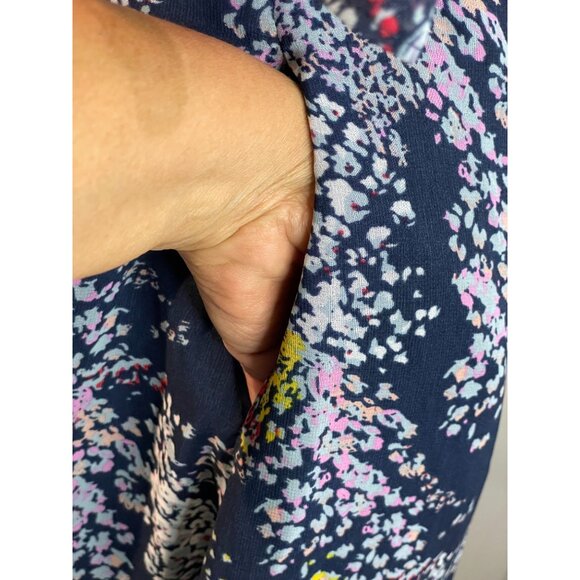 ModCloth Floral A-Line Midi Skirt S Polyester Navy Multicolor Pockets - Picture 5 of 16